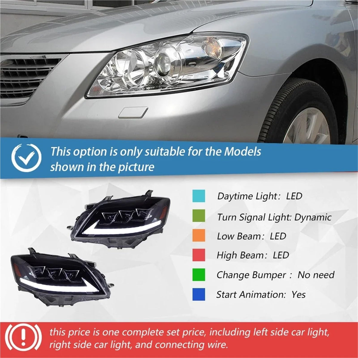 LED Headlight Assembly Projector Lens B5625