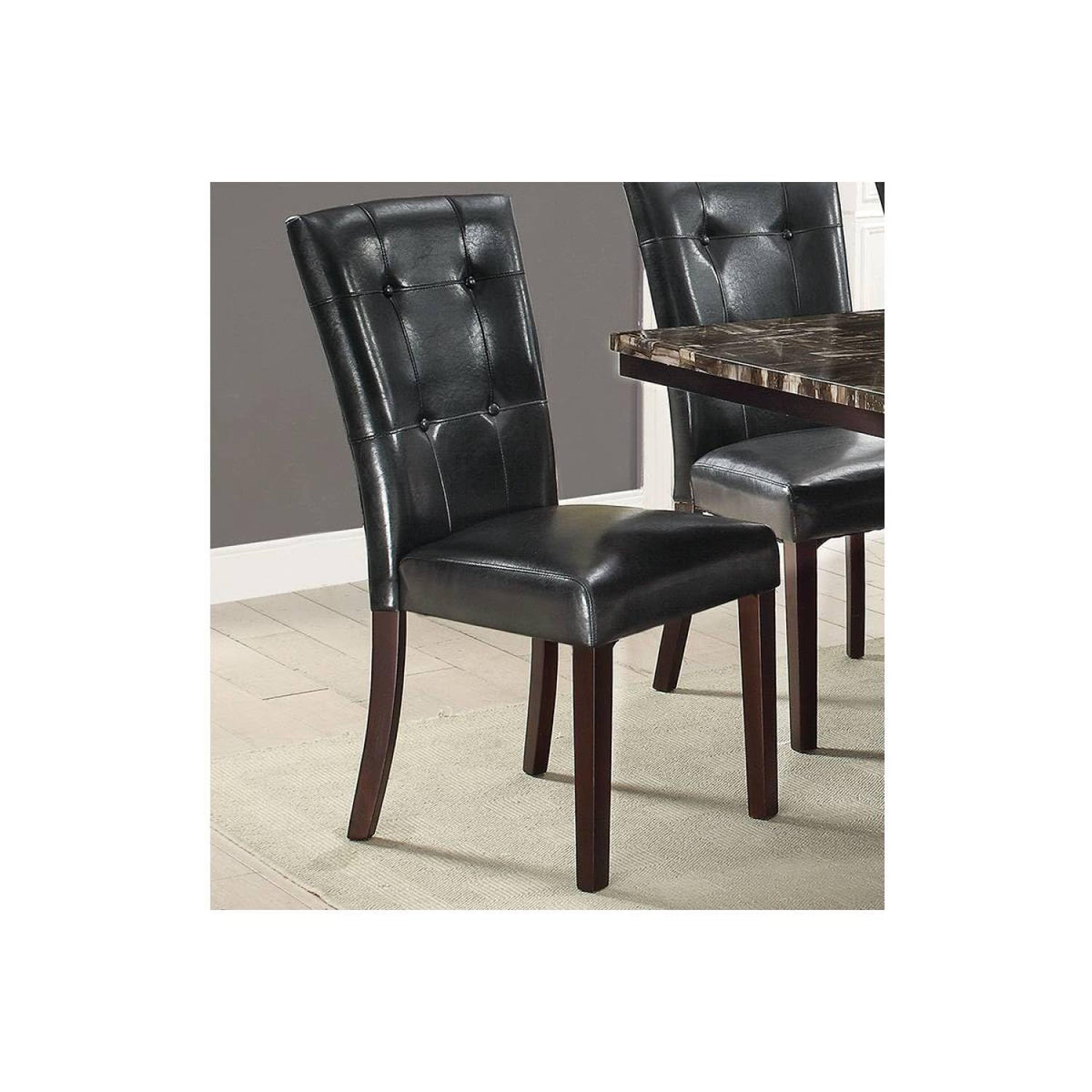 Black Faux Leather Parson Chairs Set of 2 D9463