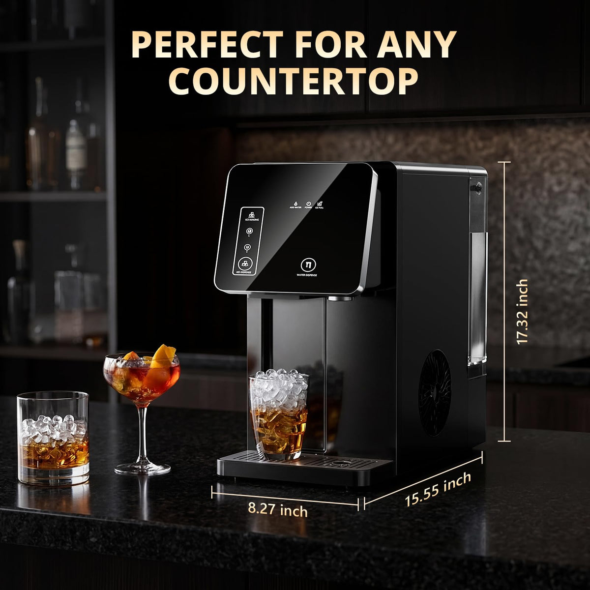 2-in-1 Countertop Ice Maker Machine with Water Dispenser, Black J2263