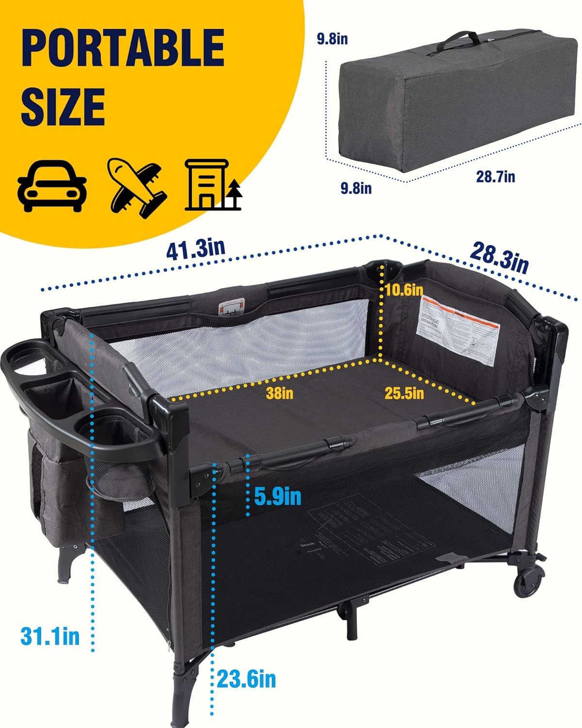 4-in-1 Baby Bassinet Bedside Sleeper Playard Changing Table A40876