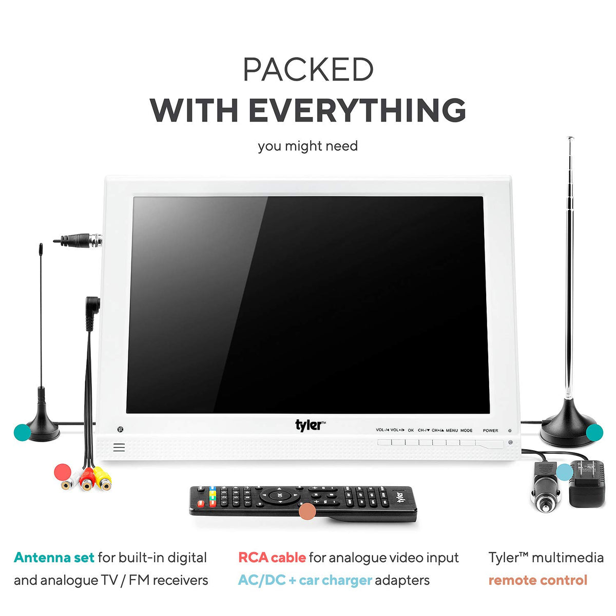 13.3” Portable TV LCD Monitor 1080P Rechargeable Lithium Battery O70872