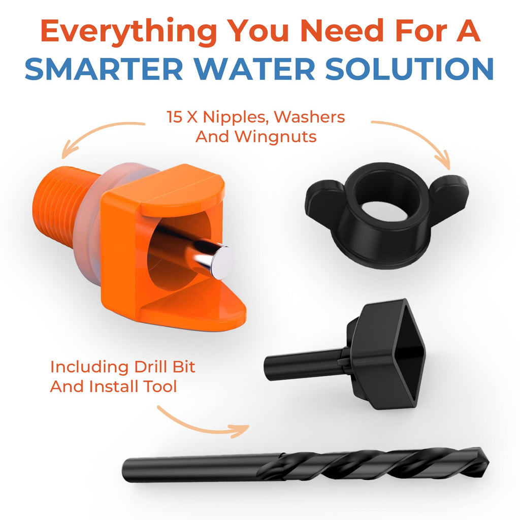 Orange Pack of 15 Chicken Nipple Waterer S4541