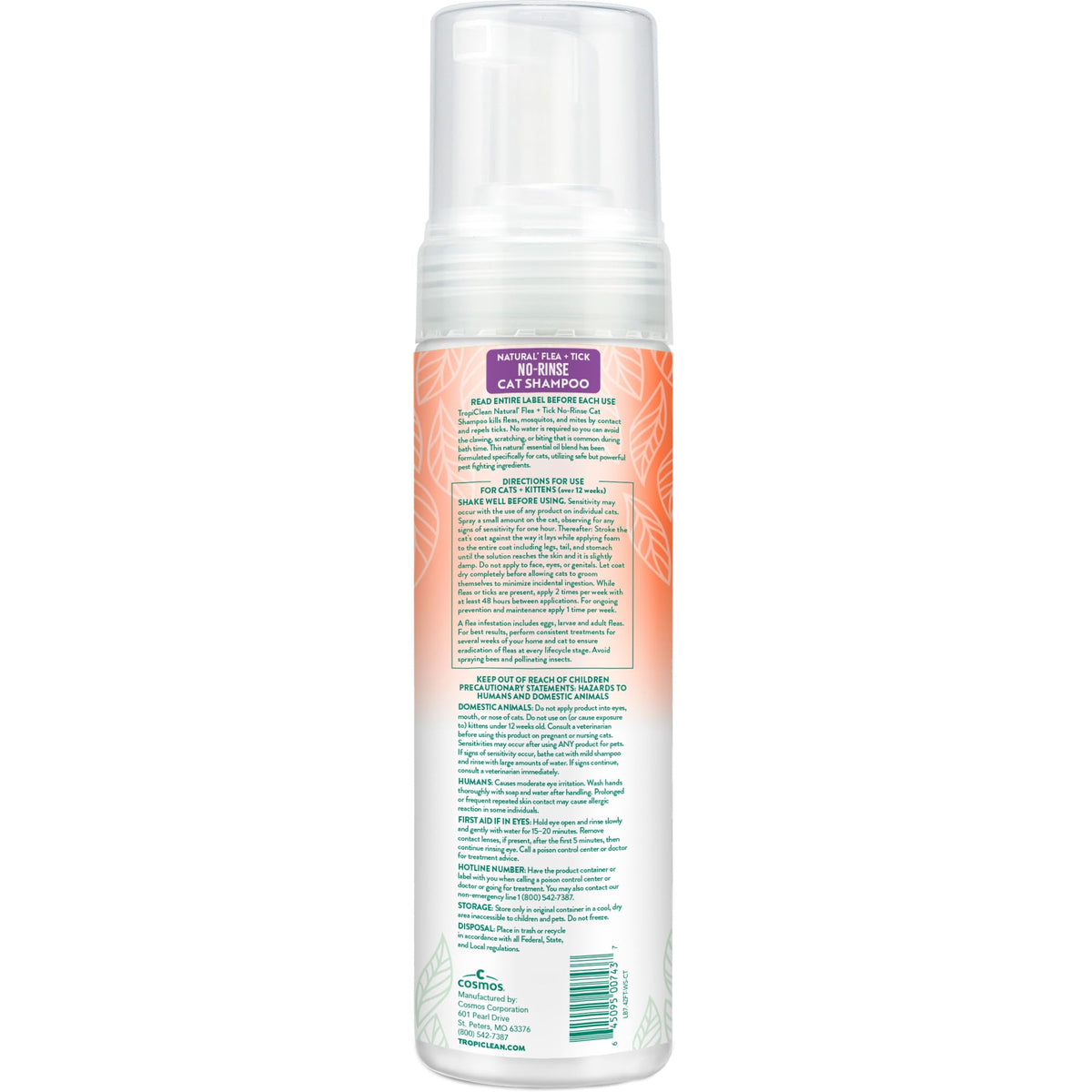 Waterless Flea and Tick Shampoo for Cats 7.4oz E1636