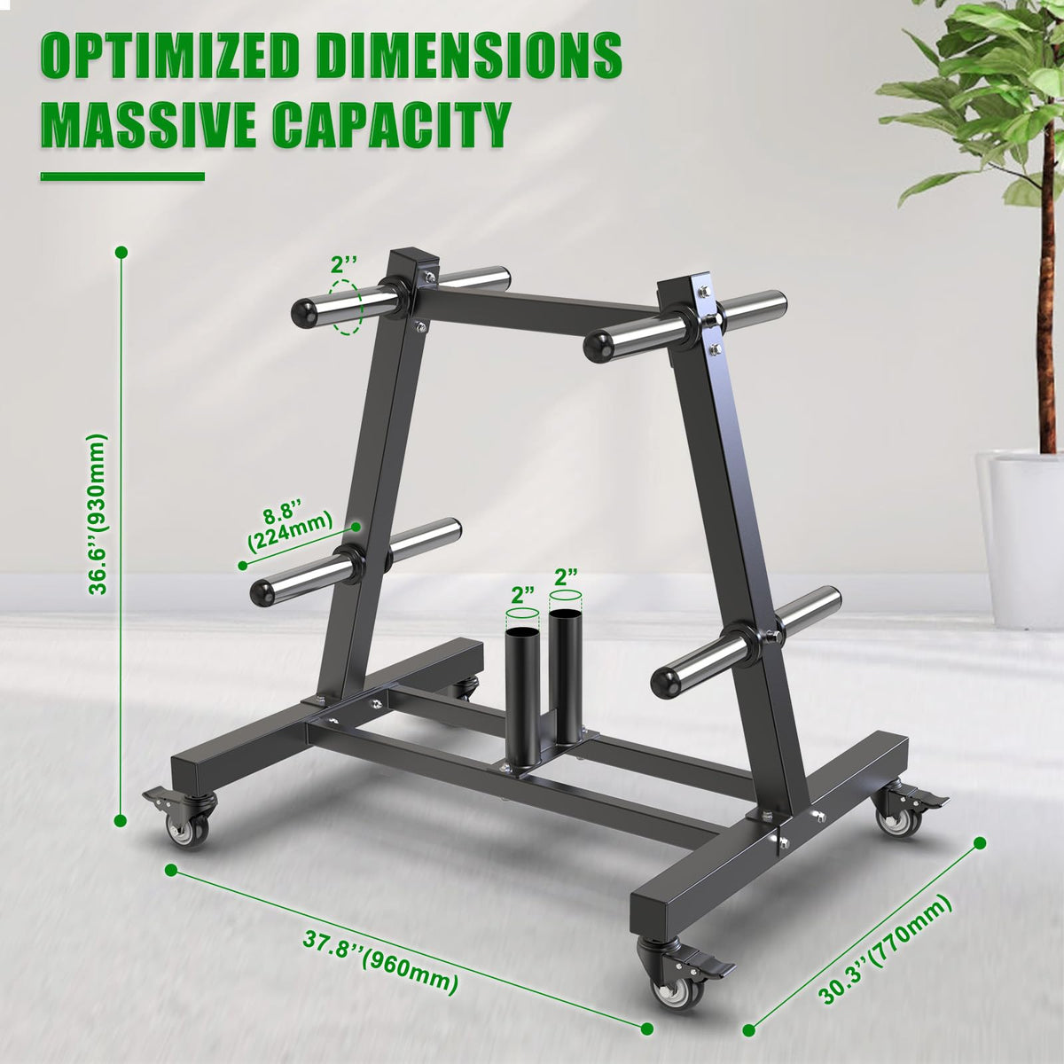 2" Olympic Weight Plate Tree Rack and Barbell Holders W717
