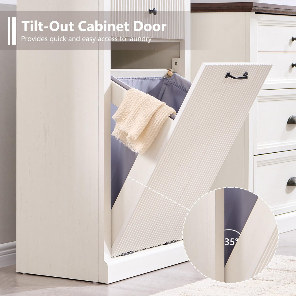 White Tilt Out Laundry Hamper Cabinet K76093