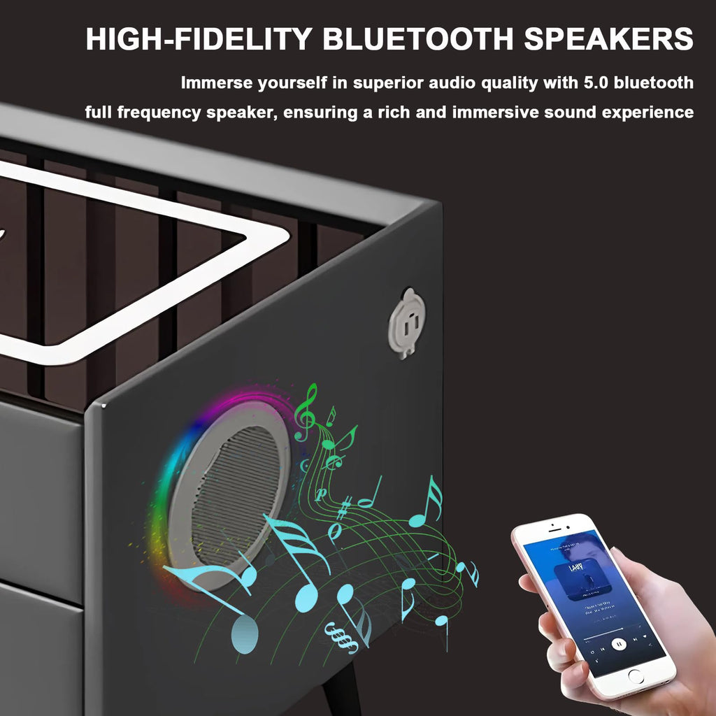 Orange 3 Drawer Nightstand with Wireless Charging and USB Port P5263