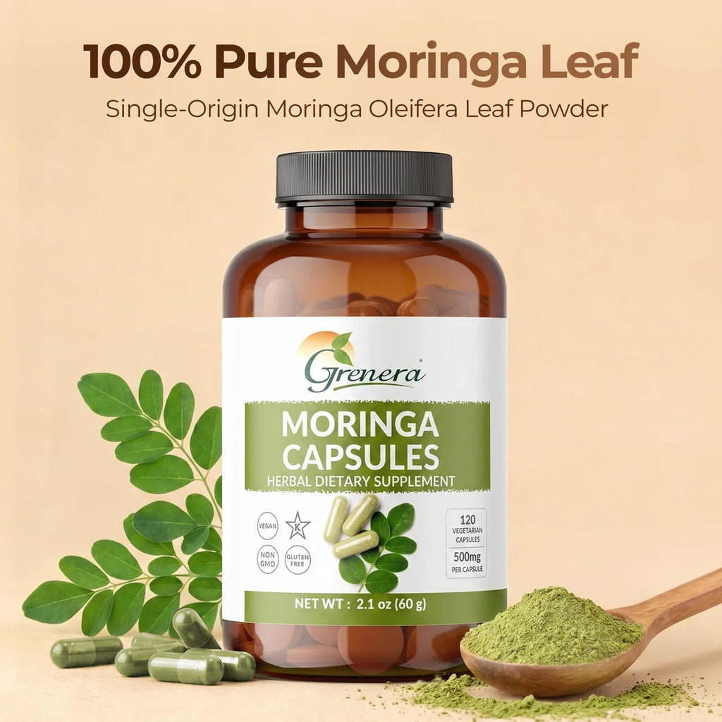 Moringa Capsules 500mg Moringa Oleifera Leaf Powder 120 Count U823468