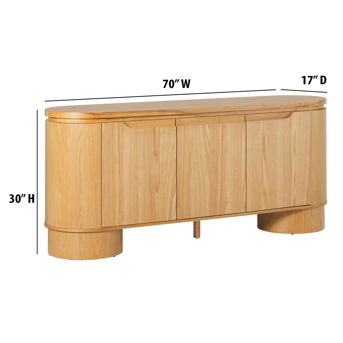 70 Inch White Oak Wood Sideboard TV Stand with Storage M74421