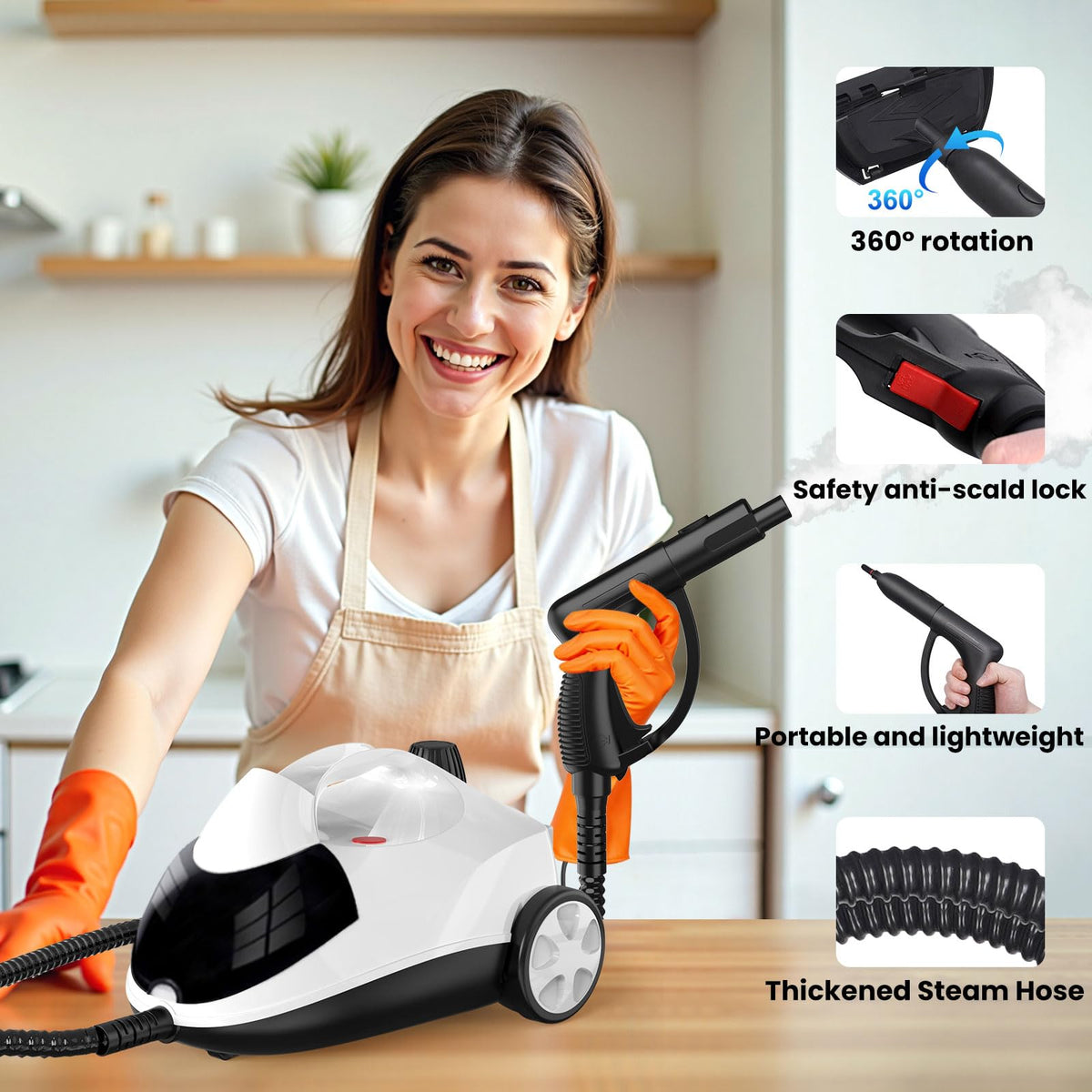 1.5L 6-in-1 Steam Cleaner with 8 Accessories Z416