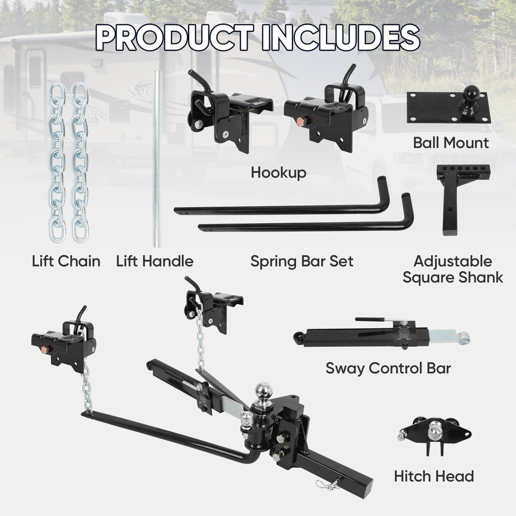 Weight Distribution Hitch with Sway Control 14000lbs 2-in Shank F3558
