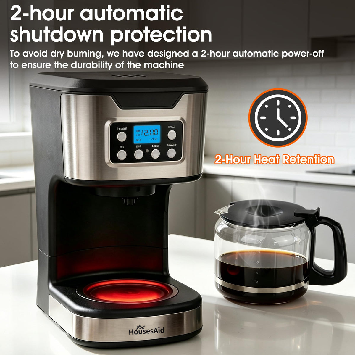 Black Stainless Steel Programmable Coffee Maker D634821
