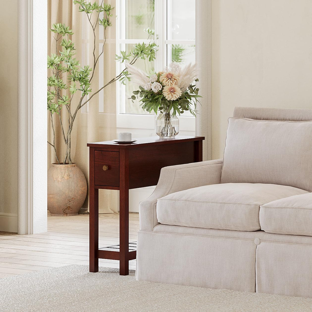 Narrow Side Table with Drawer Set of 2 M860722