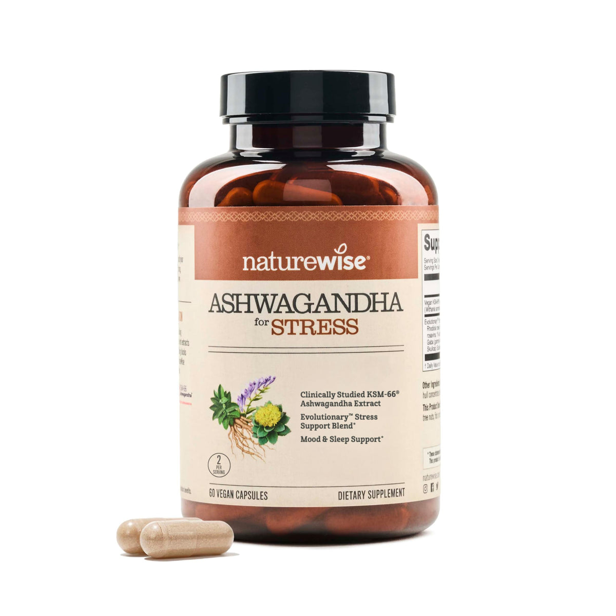 Ashwagandha with KSM-66 Extract GABA L-Theanine Rhodiola Rosea 60 Capsules A81749