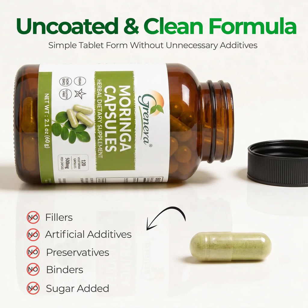 Moringa Capsules 500mg Moringa Oleifera Leaf Powder 120 Count U823468