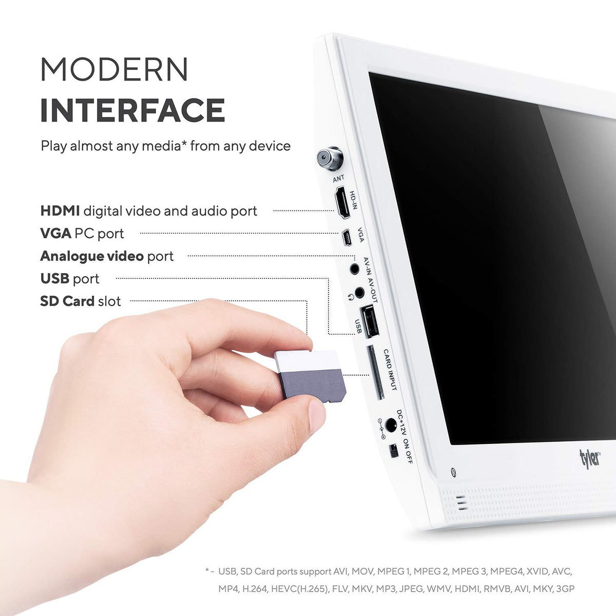 13.3” Portable TV LCD Monitor 1080P Rechargeable Lithium Battery O70872