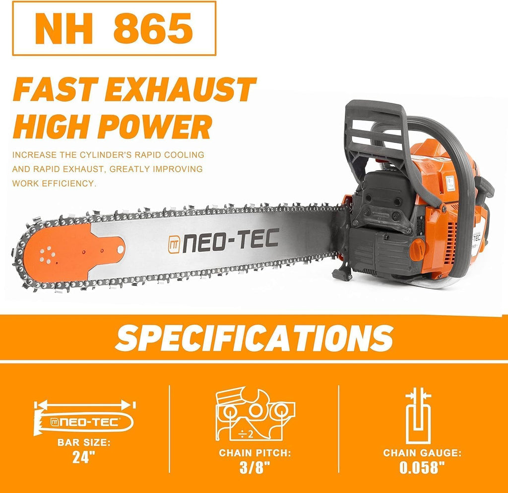 65cc Gas Chainsaw with 24 Inch Bar and Chain H6073