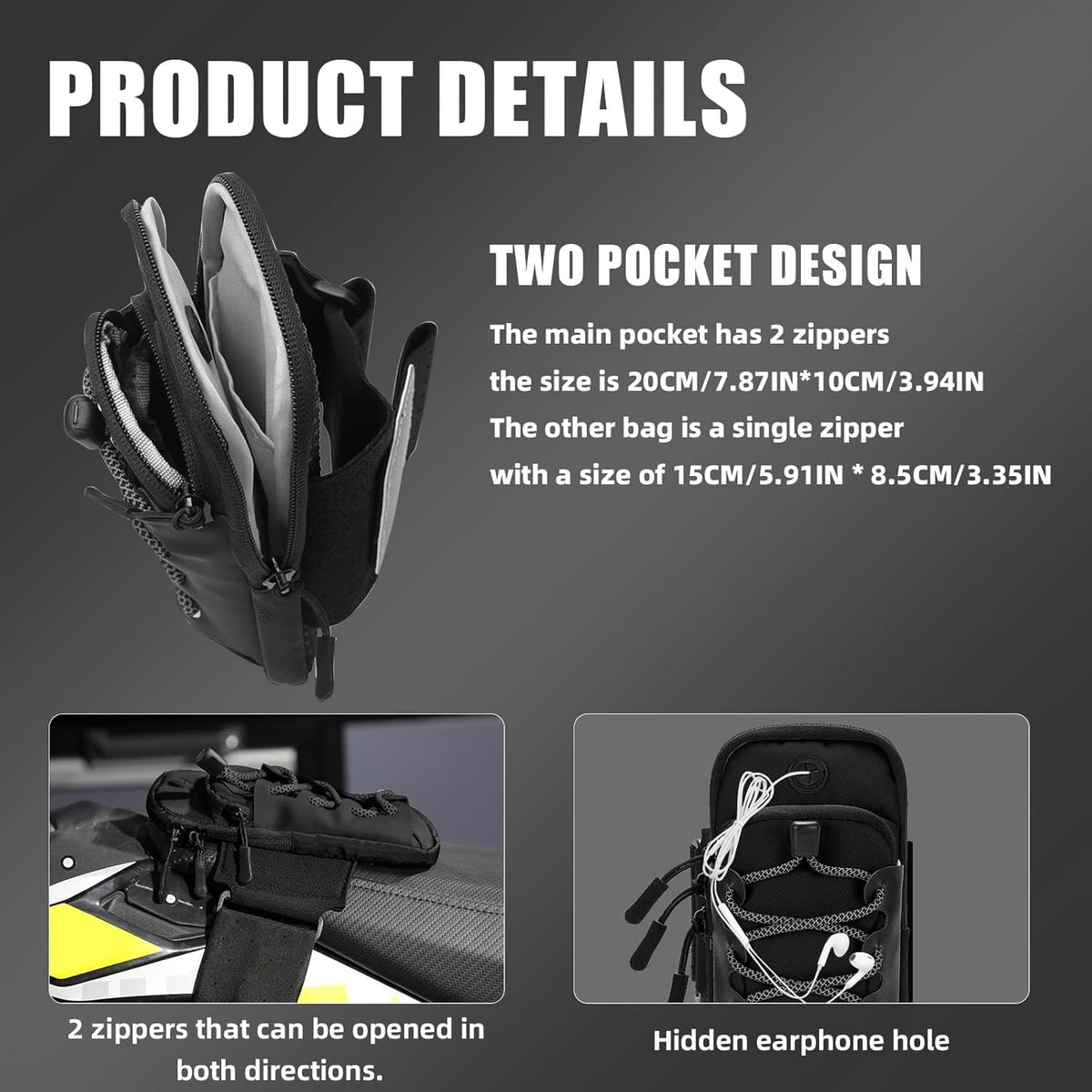 Black Motorcycle Front Frame Bag V144421