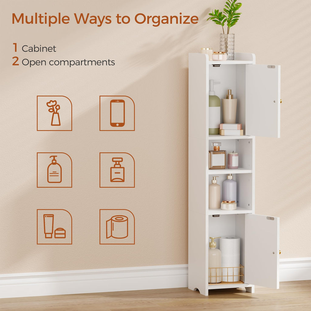 Slim Bathroom Storage Cabinet with 2 Doors and Adjustable Shelf Z633000