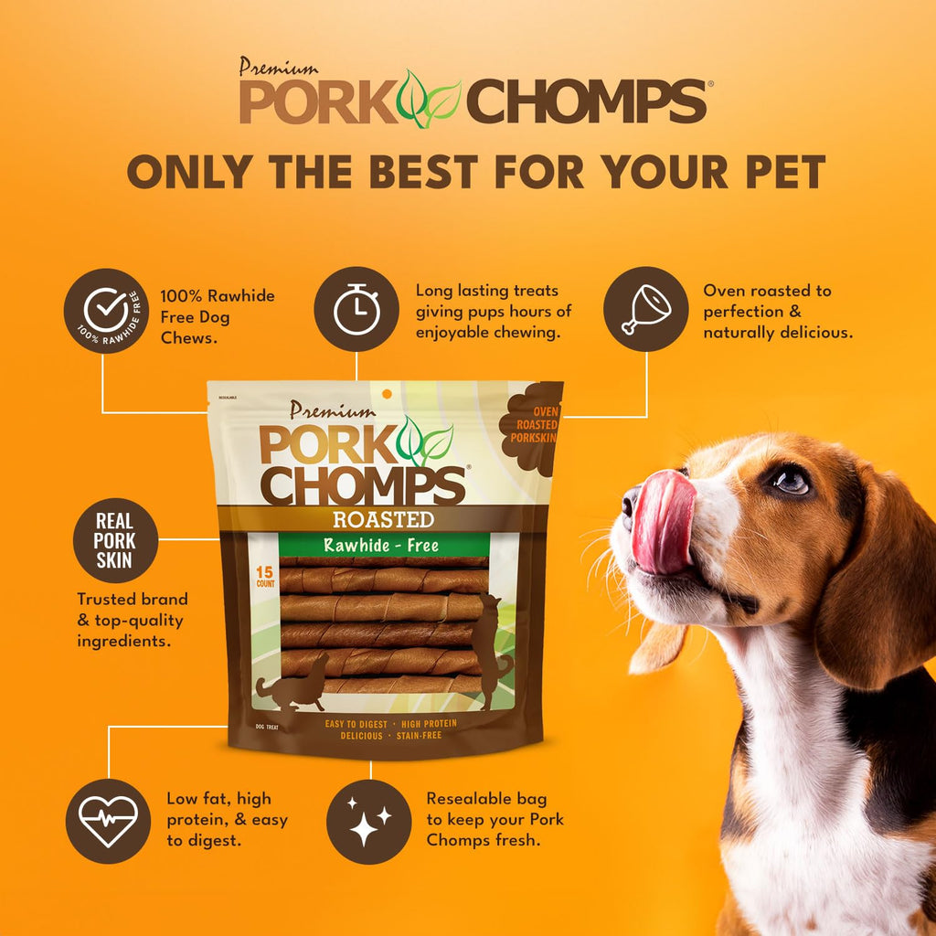 Roasted Pork Skin Dog Chews 6in Twists 15 Count X76965