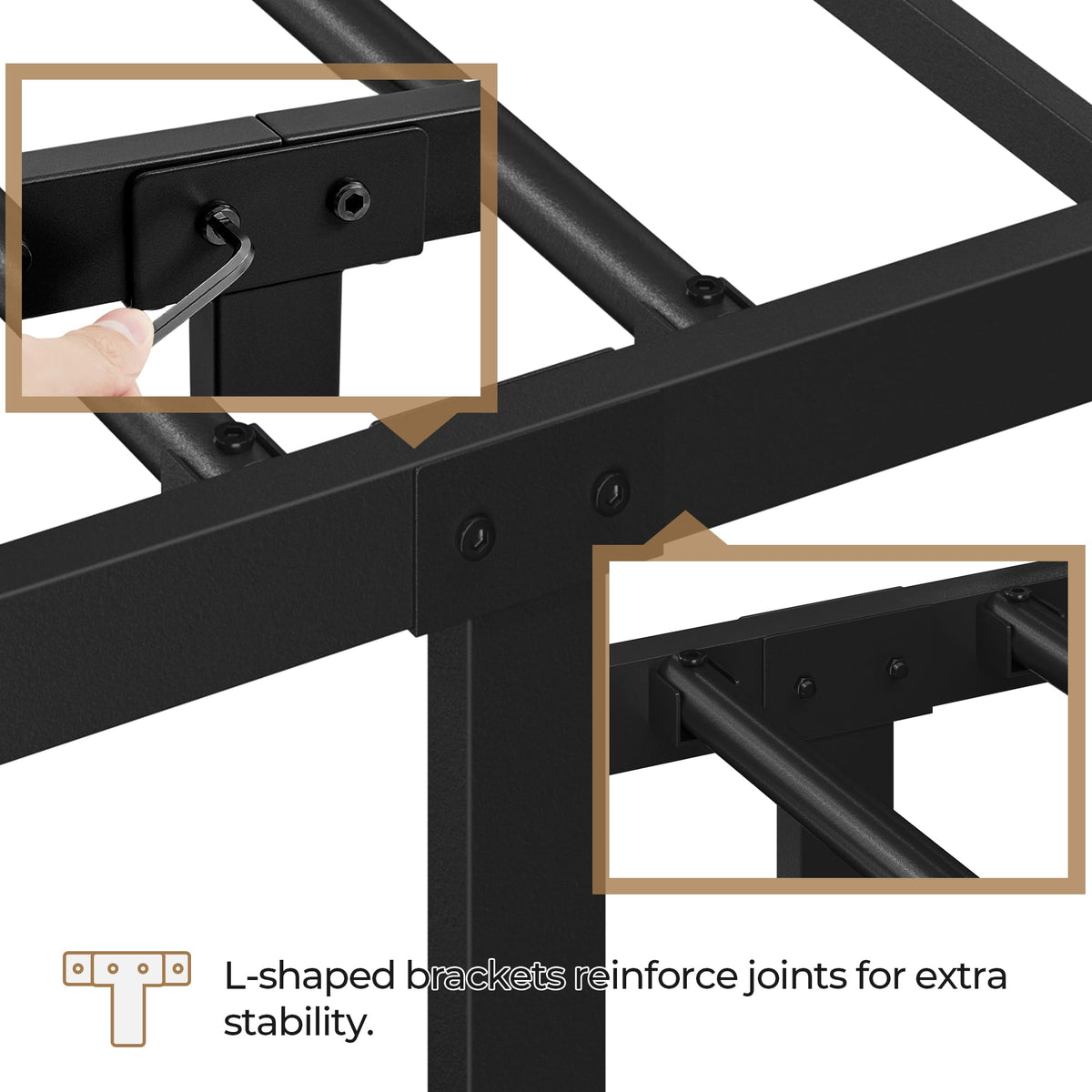 Black Metal Bed Frame with Spindle Headboard K841