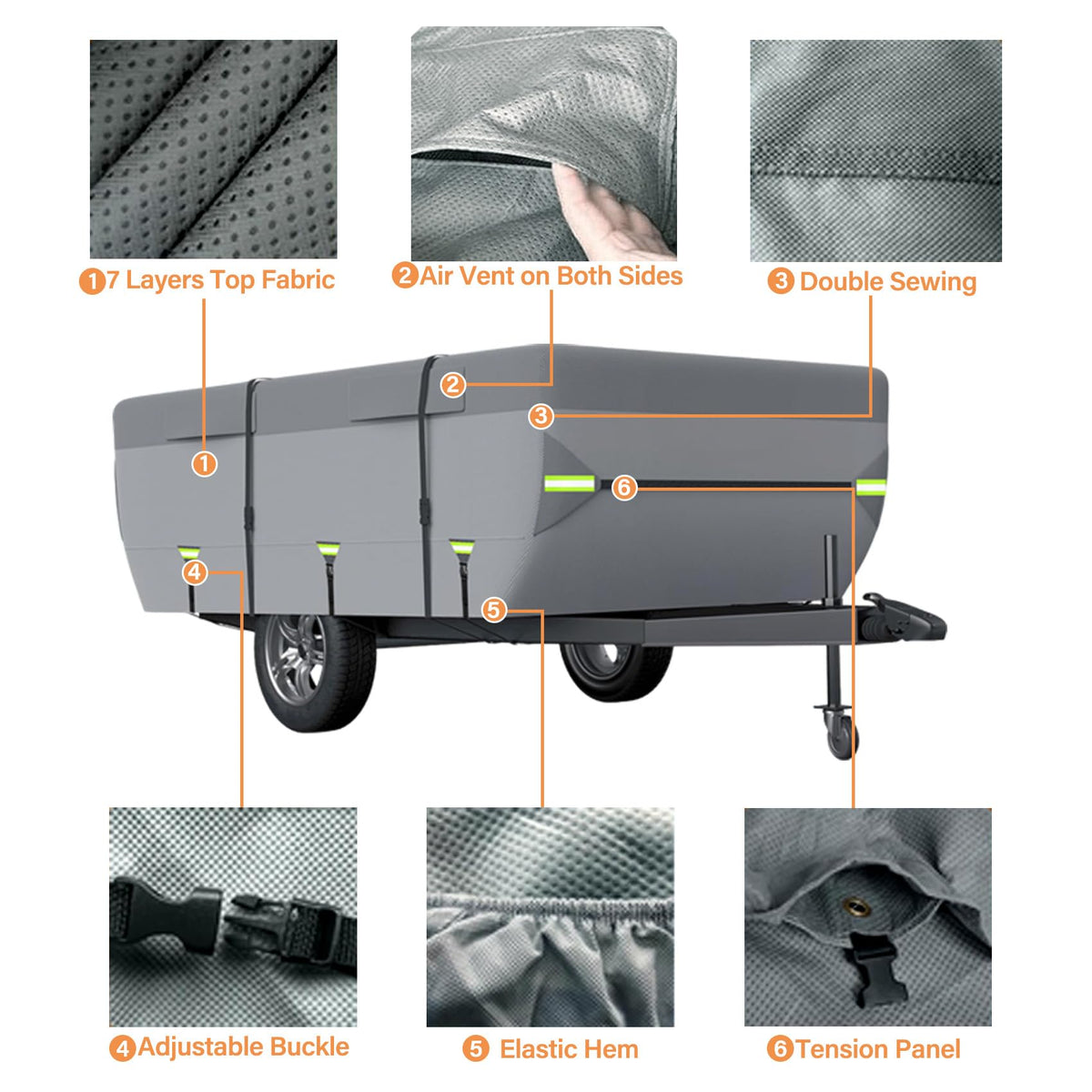 12'-14' 7 Layers Waterproof Breathable Pop Up Folding Camper Cover P585921