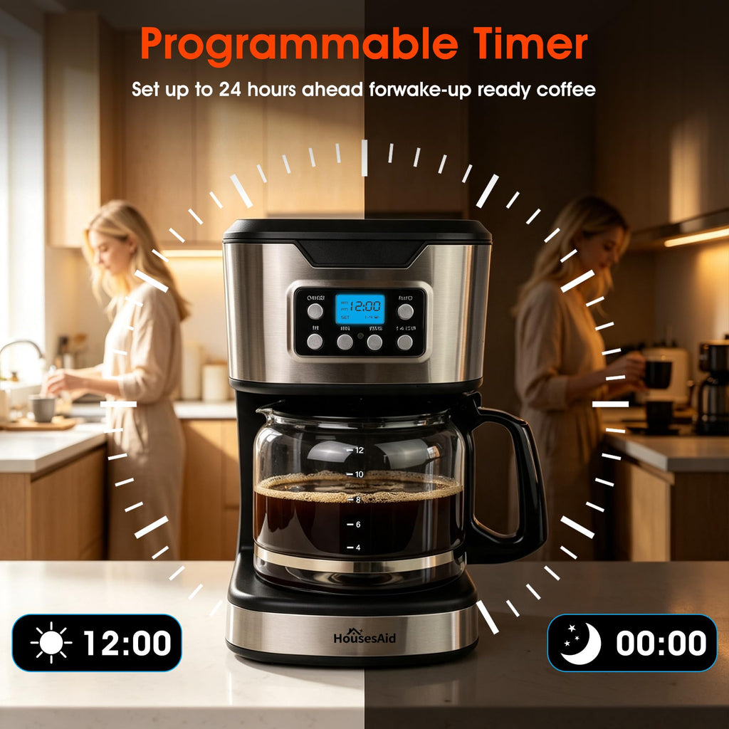Black Stainless Steel Programmable Coffee Maker D634821