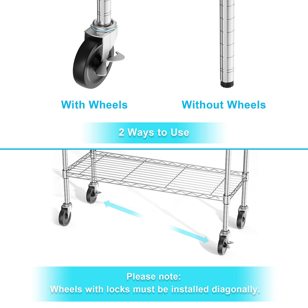 3-Tier Heavy Duty Metal Storage Shelves with Casters L277575