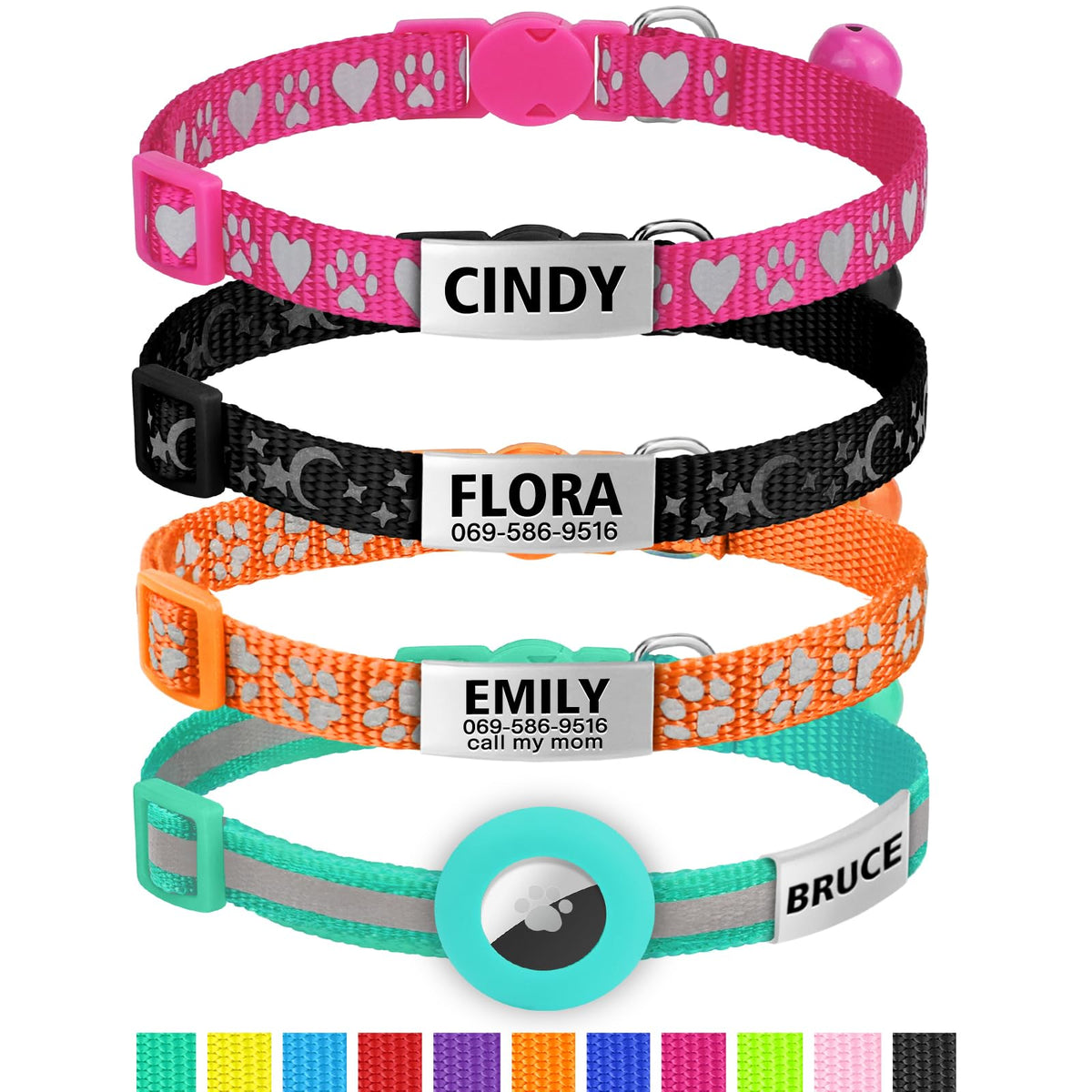 Personalized Cat Collar with Name Tag & Bell K82362