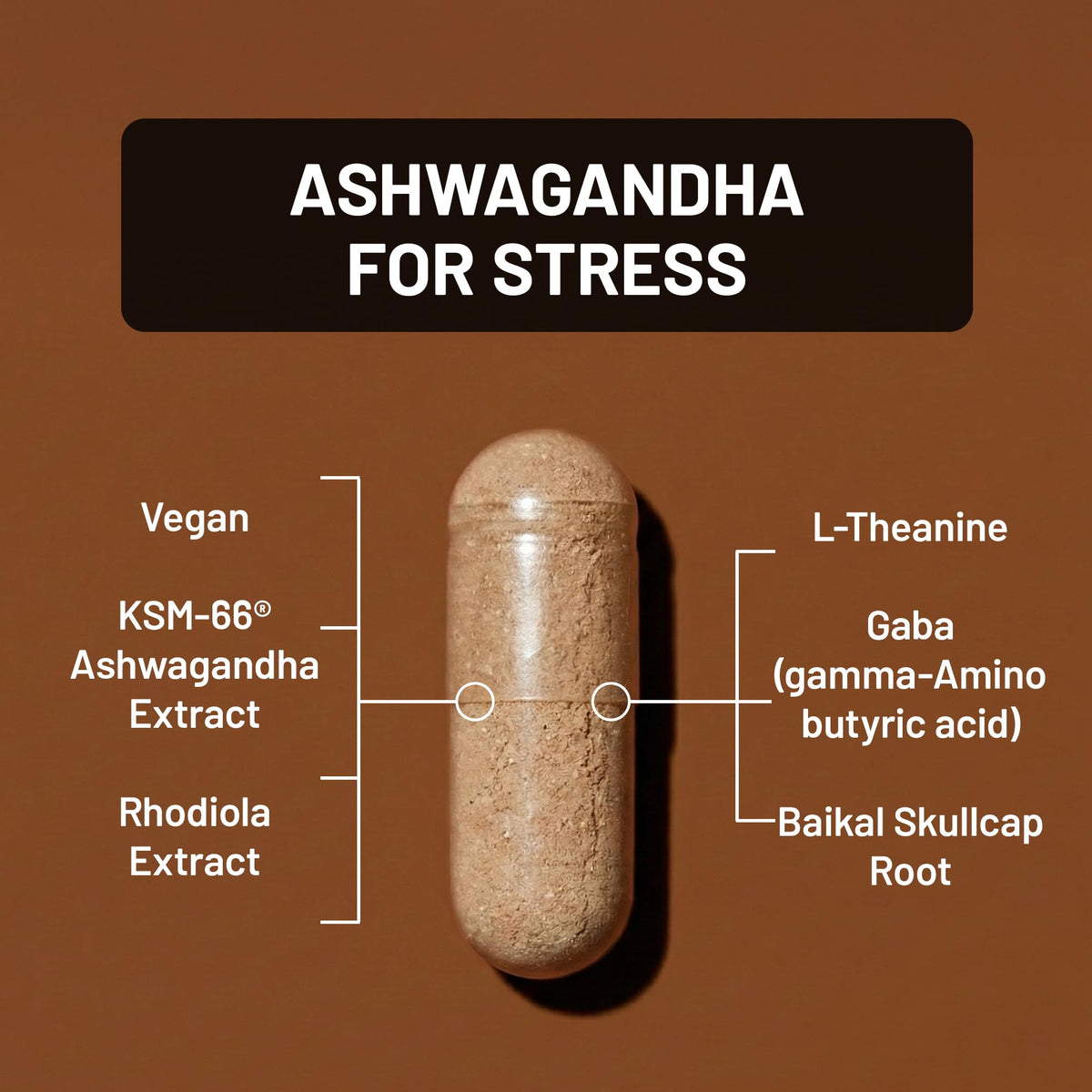 Ashwagandha with KSM-66 Extract GABA L-Theanine Rhodiola Rosea 60 Capsules A81749