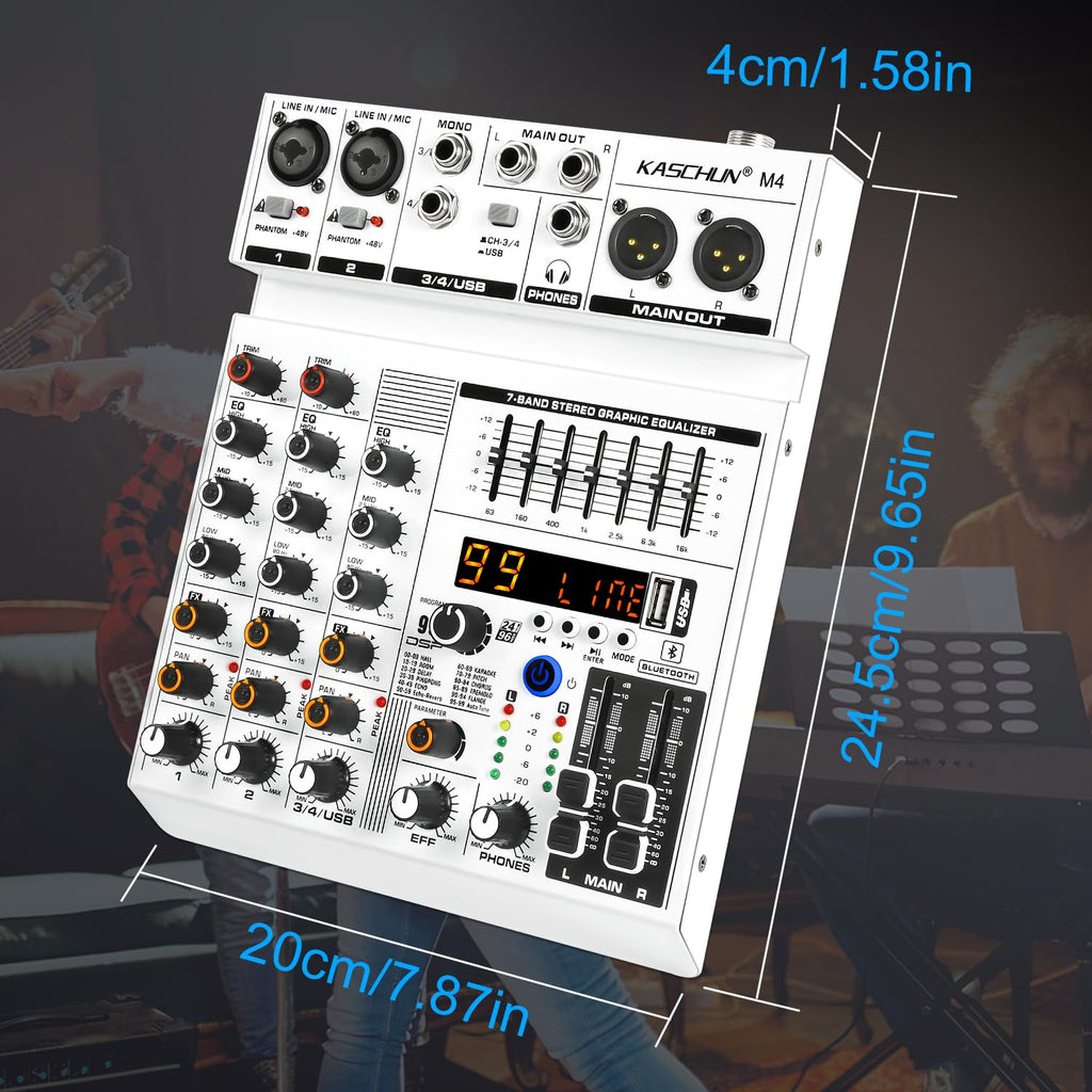 4-Channel Bluetooth Audio Mixer with XLR USB Interface G43991