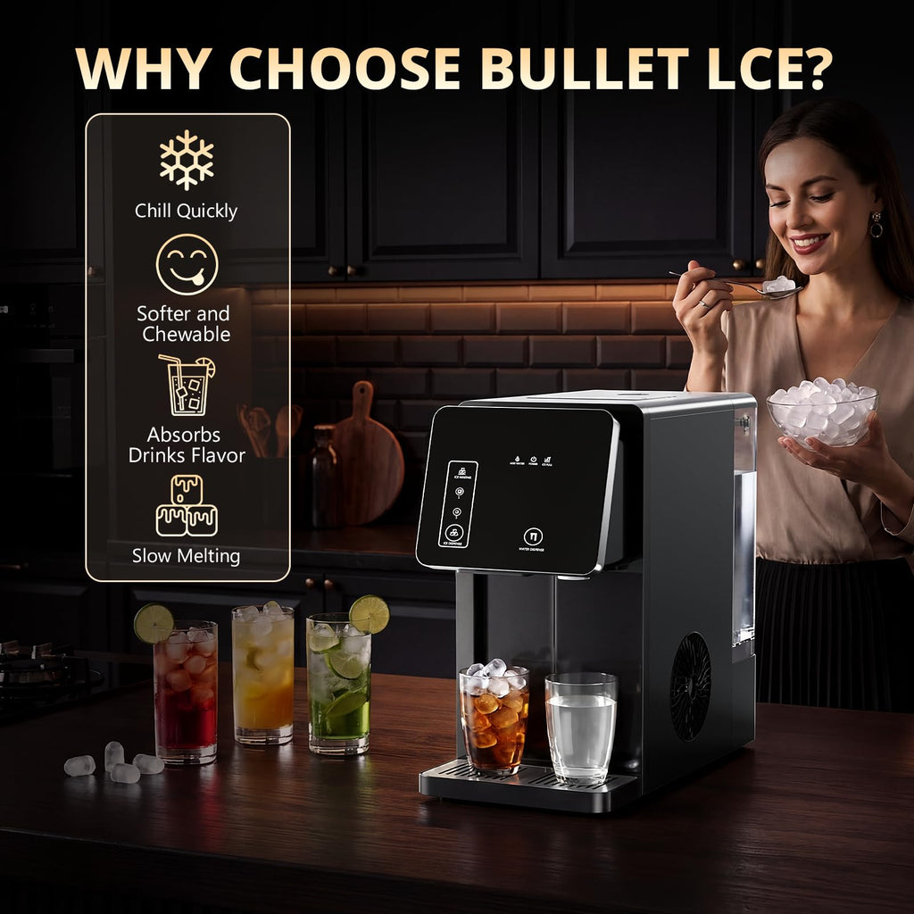 2-in-1 Countertop Ice Maker Machine with Water Dispenser, Black J2263