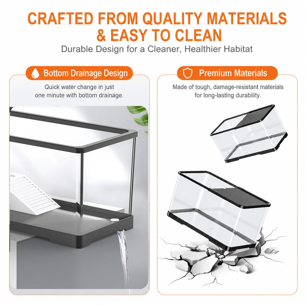 Acrylic Aquarium Starter Kit with UVB/UVA Lamp, Filter, Basking Platform & Lid Y138522