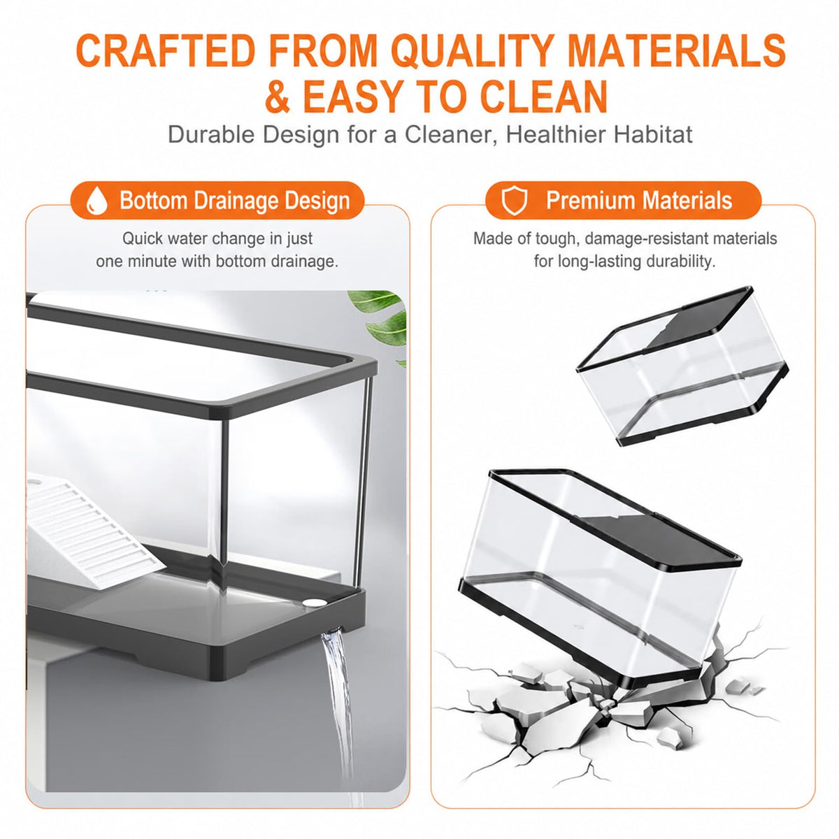 Acrylic Aquarium Starter Kit with UVB/UVA Lamp, Filter, Basking Platform & Lid Y138522