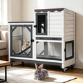 Large 2-Tier Rabbit Hutch with Wheels and Waterproof Roof Y9816