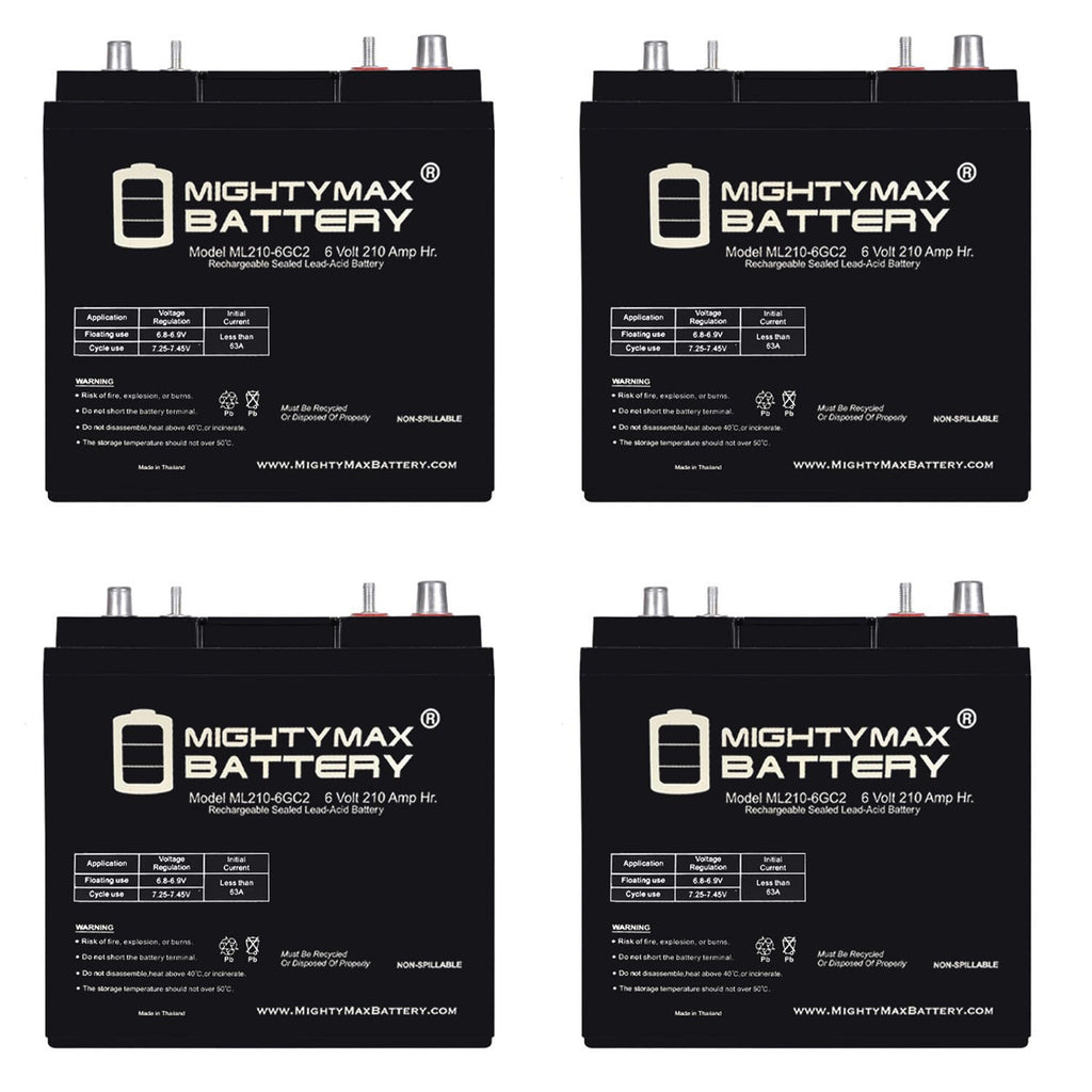 6V 210AH Dual Terminal SLA Deep Cycle Battery 4 Pack A267