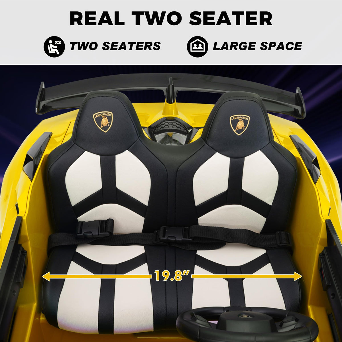 2-Seater Kids Ride on Car, 24V Electric Vehicle, Yellow Q967277