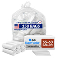 55-60 Gallon Heavy Duty Clear Trash Bags with Ties A59465