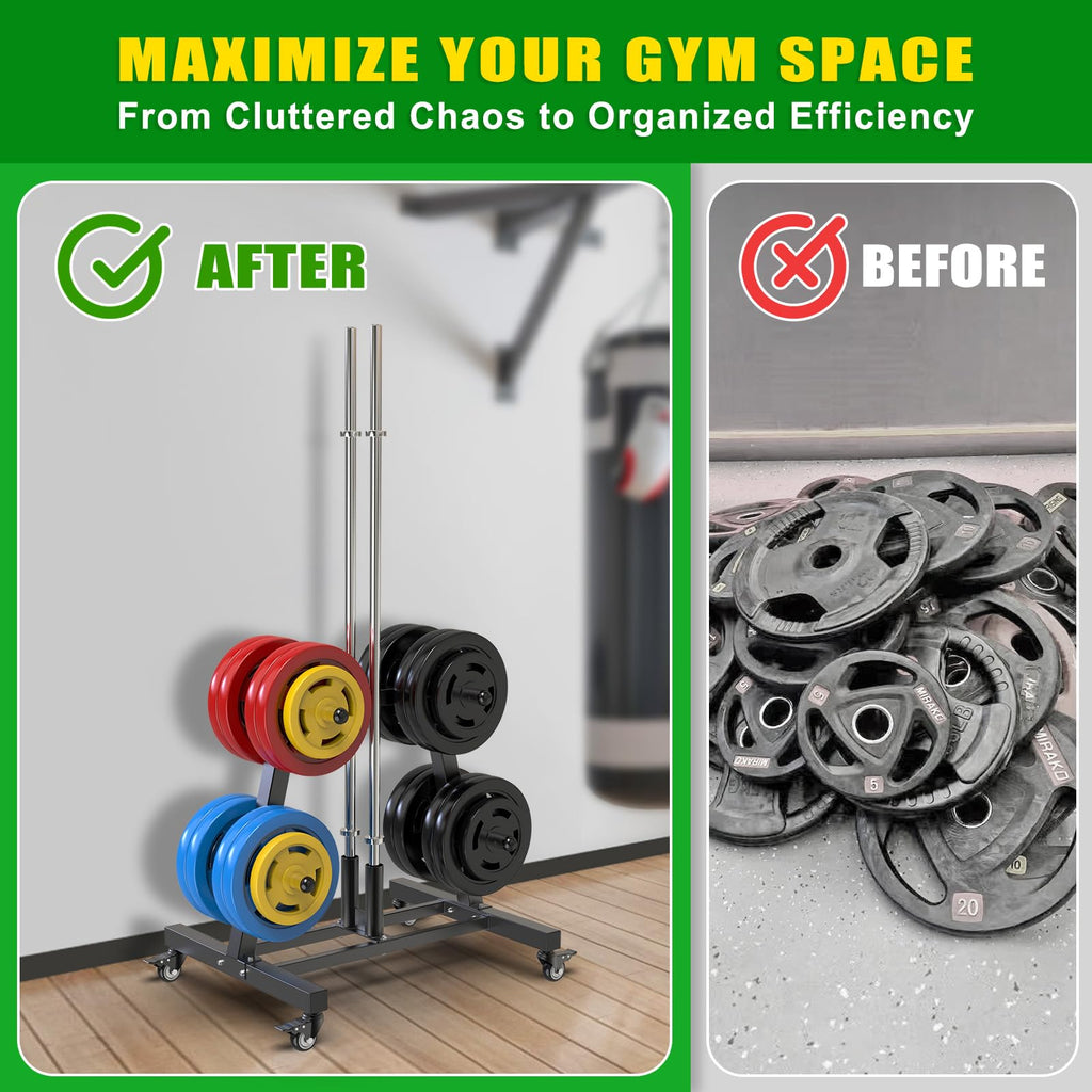 2" Olympic Weight Plate Tree Rack and Barbell Holders W717
