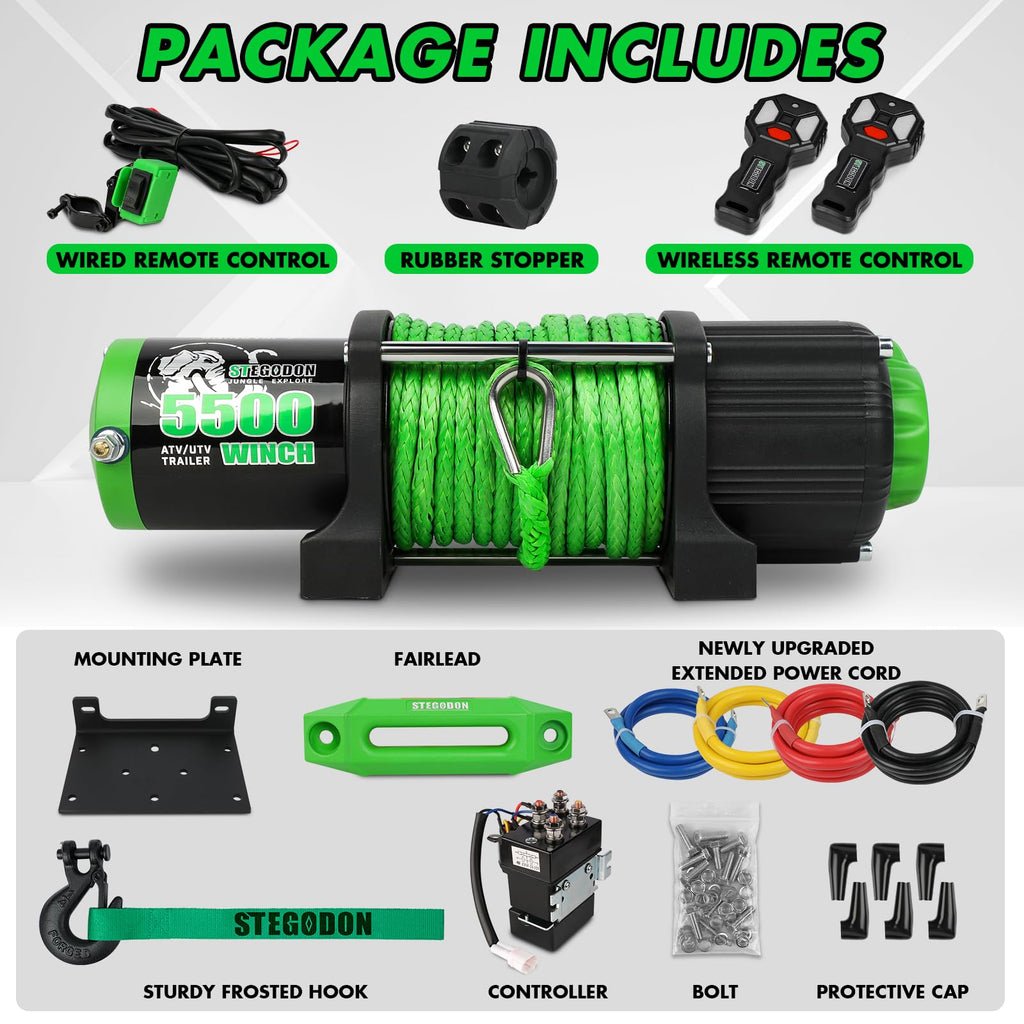 12V Electric Winch with Synthetic Rope and Wireless Remote H616408