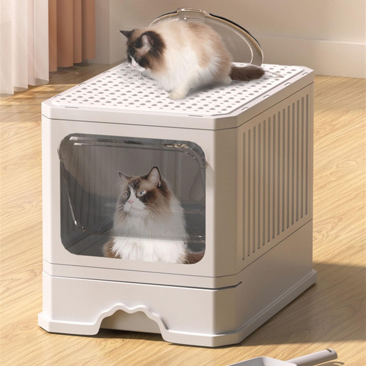 Foldable Cat Litter Box with Lid and Scoop E415