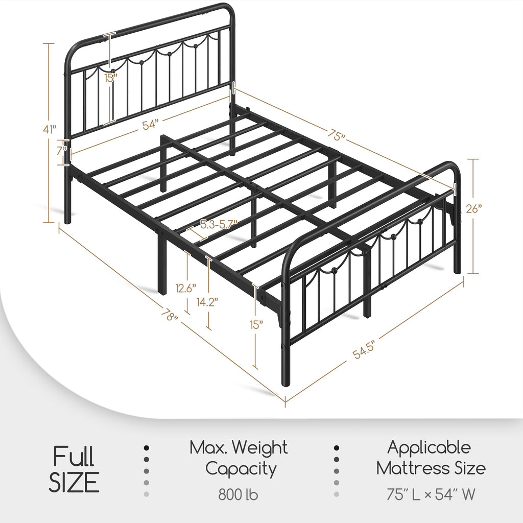 Black Metal Bed Frame with Spindle Headboard K841