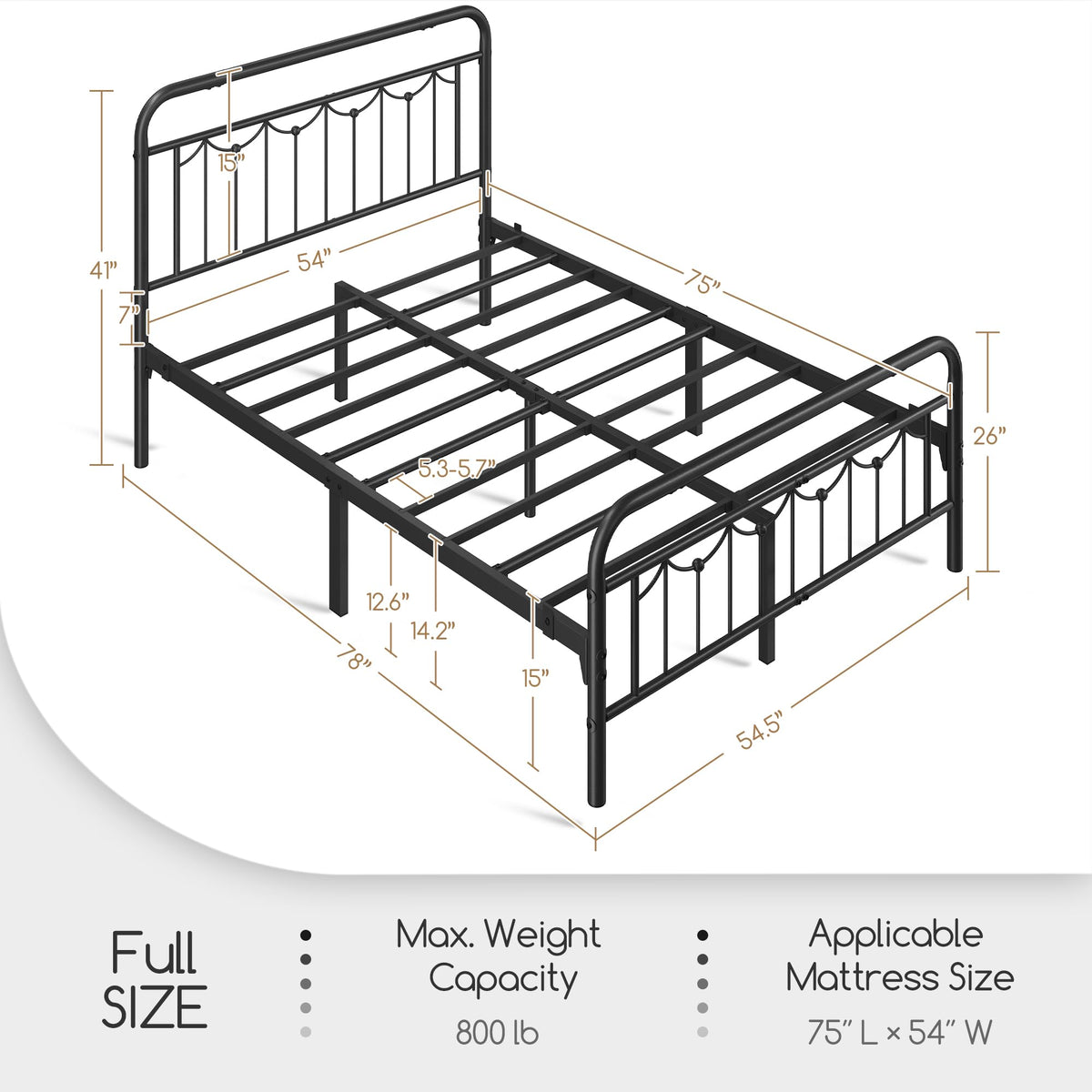 Black Metal Bed Frame with Spindle Headboard K841