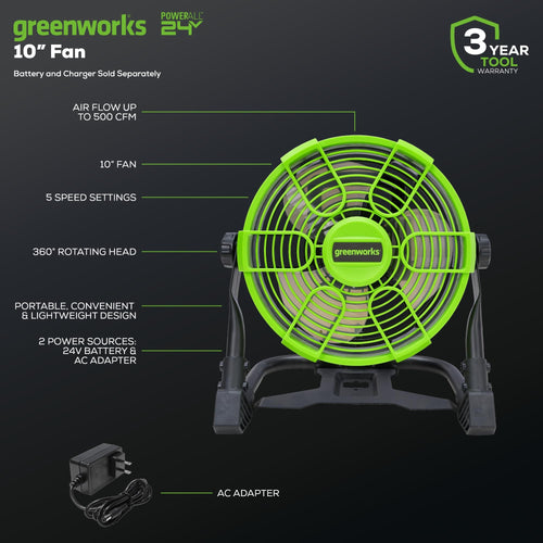 10" 5-Speed Fan 500 CFM Hybrid AC DC G953397