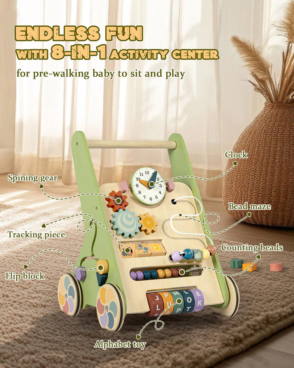 Wooden Push Walker with Wheels Z2059