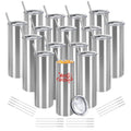 16 Pack 20oz Stainless Steel Insulated Tumblers with Lid and Straw V4437