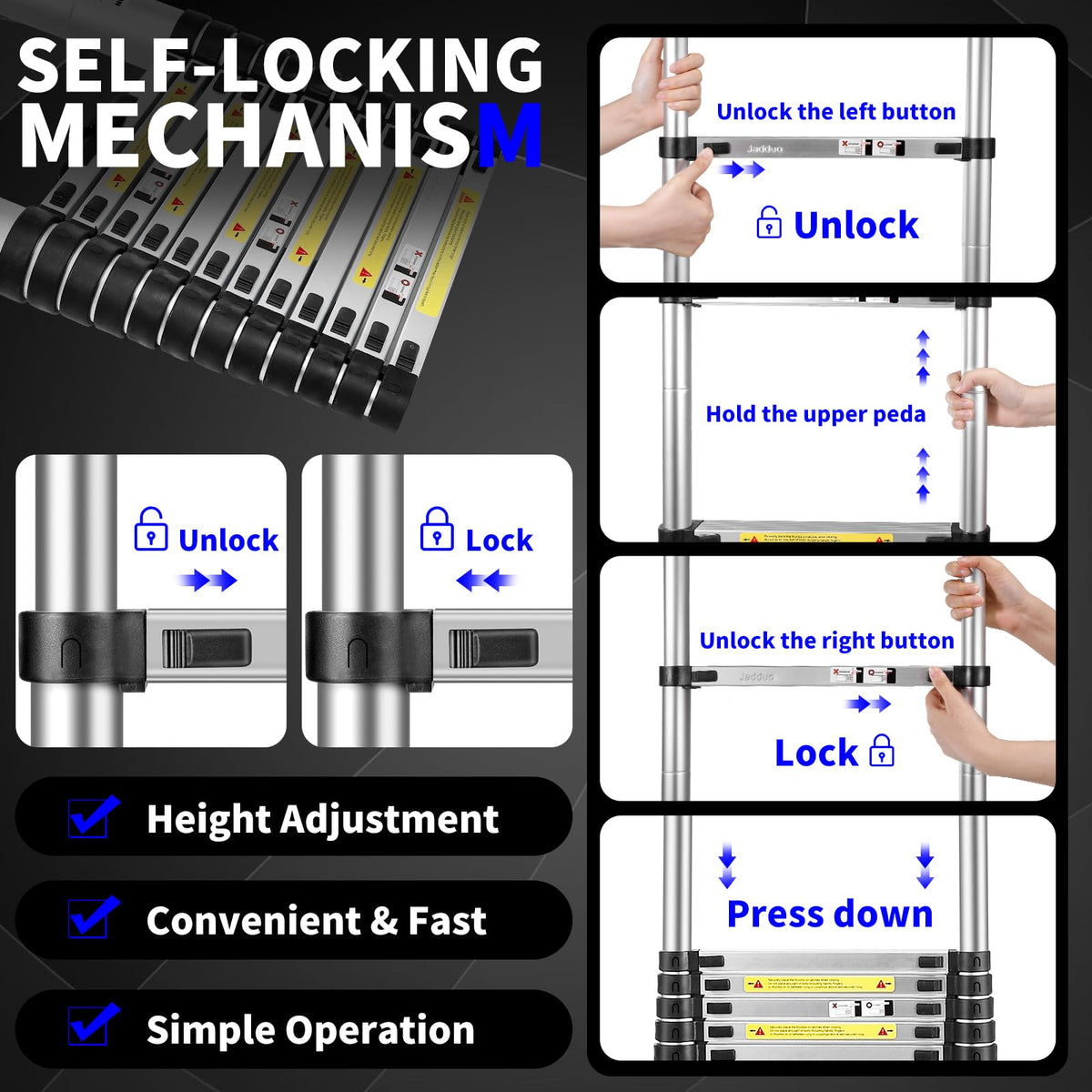 Telescoping Ladder 24.6 FT Heavy Duty Silver G33329