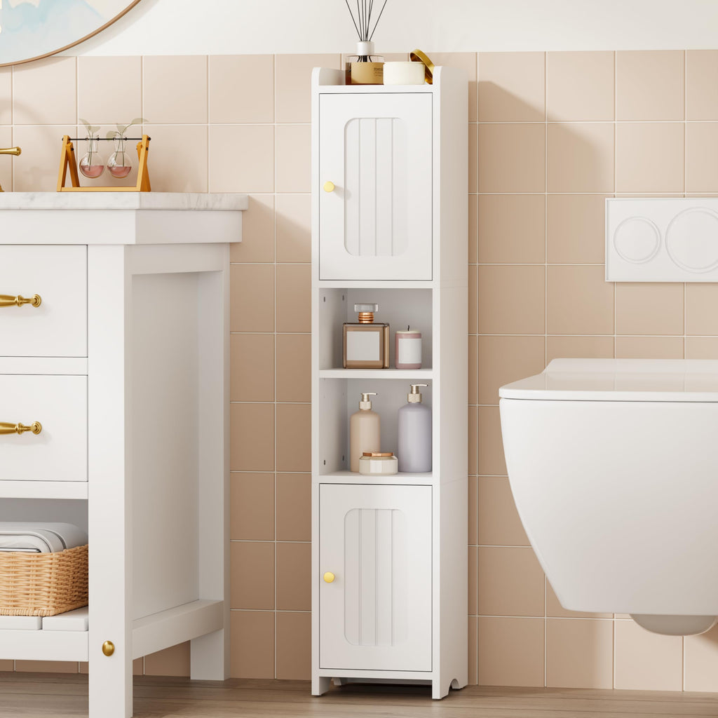 Slim Bathroom Storage Cabinet with 2 Doors and Adjustable Shelf Z633000