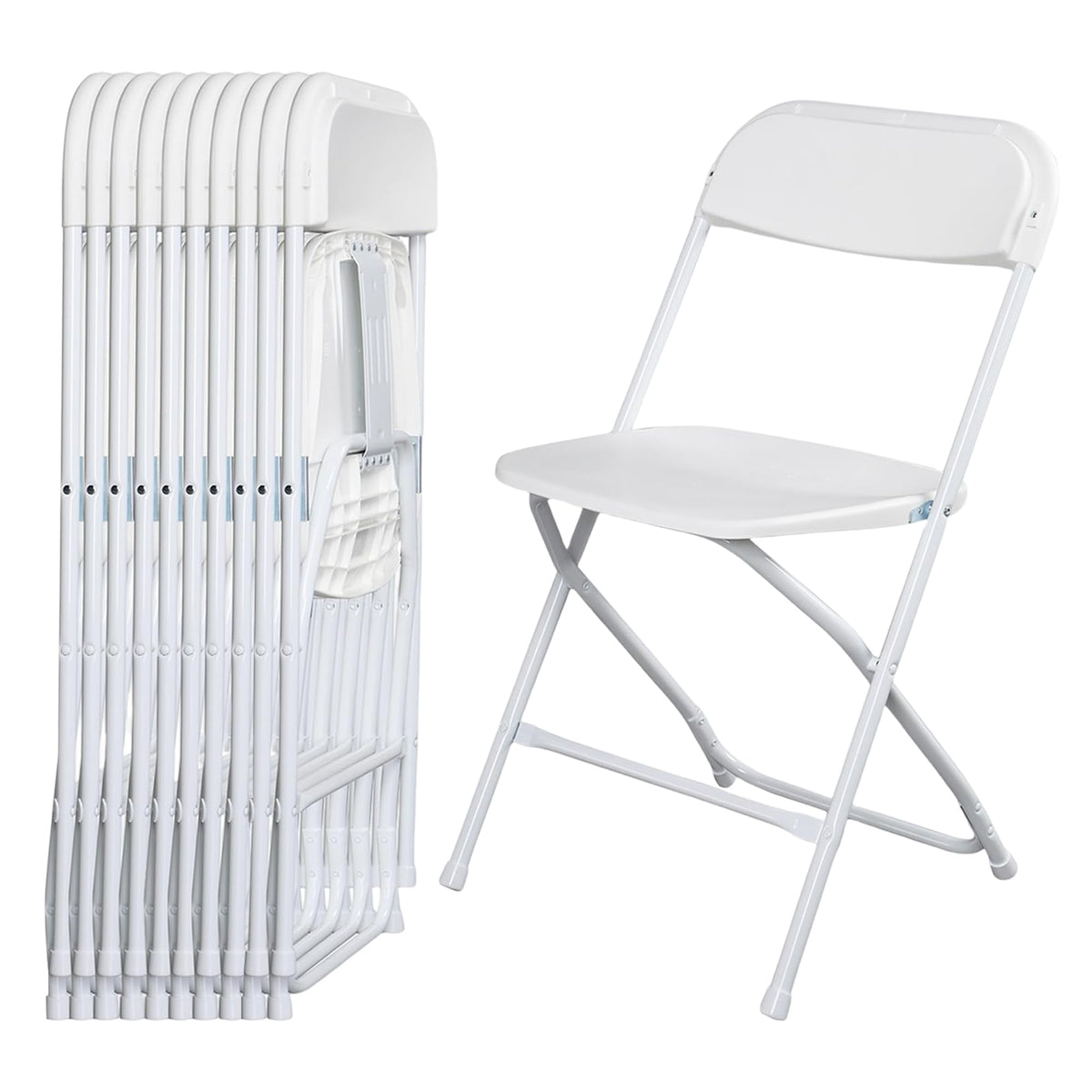 White 10 Pack Folding Chairs with Steel Frame B7251