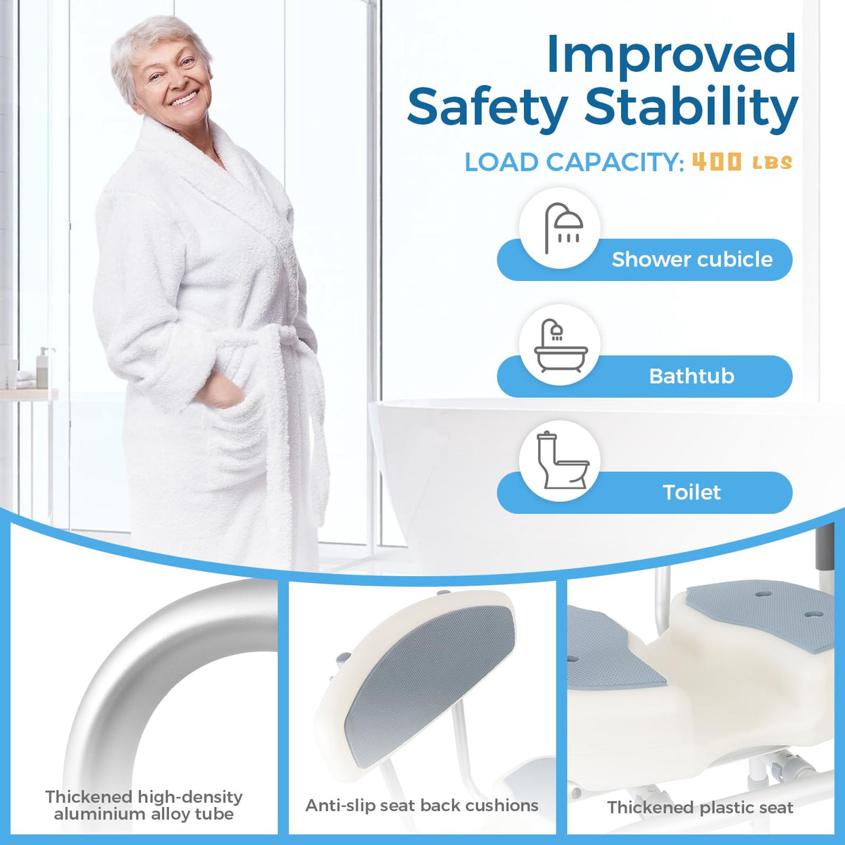 Heavy Duty Shower Chair with Arms and Back L3164