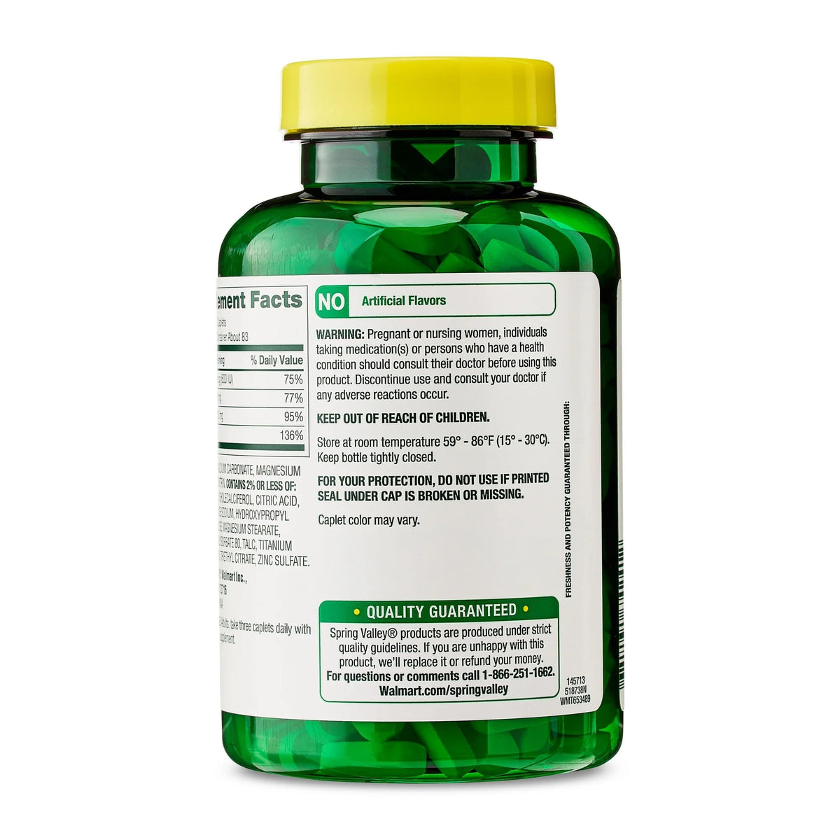 Calcium Magnesium Zinc Vitamin D3 Caplets 250 Count D872